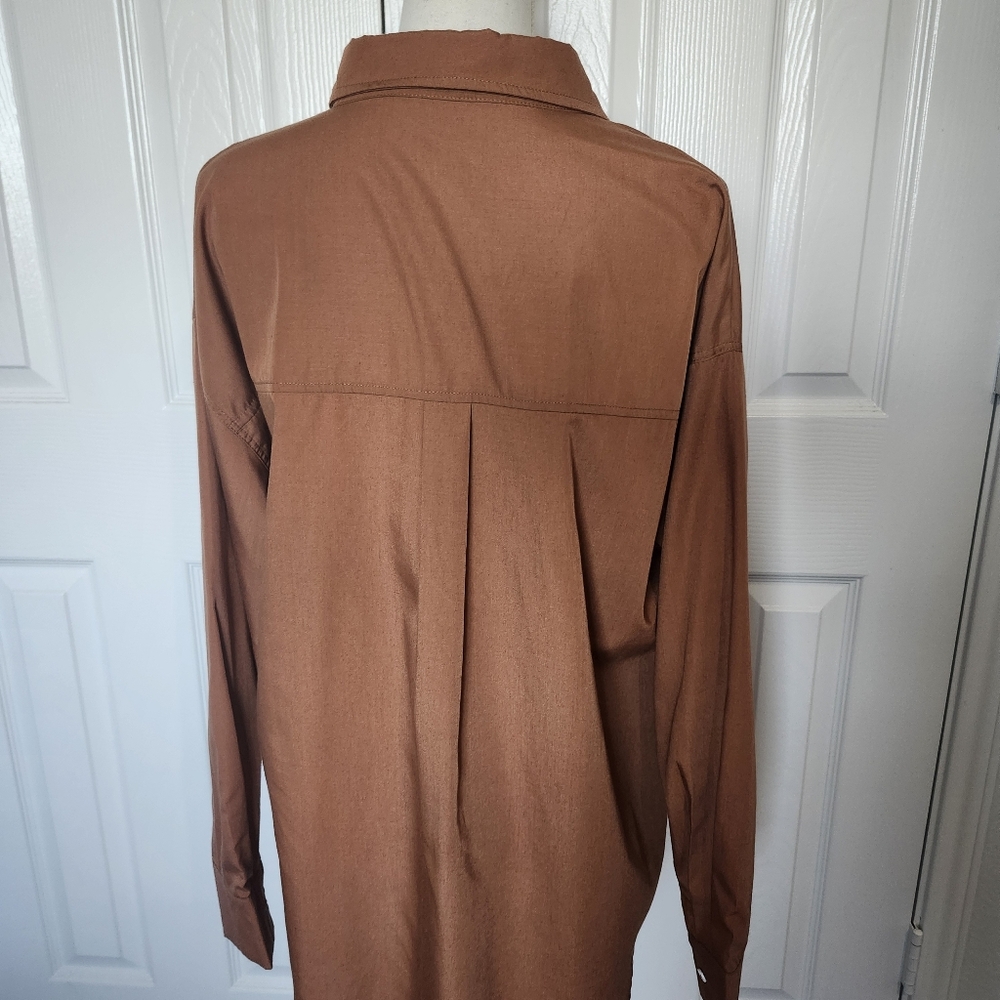 NWT. Women's Wishlist apparel Brown Long Sleeve button down shirt size Large - Picture 4 of 8